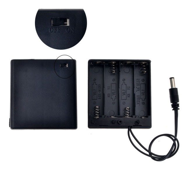 4xAA Battery Holder with Switch and DC Plug